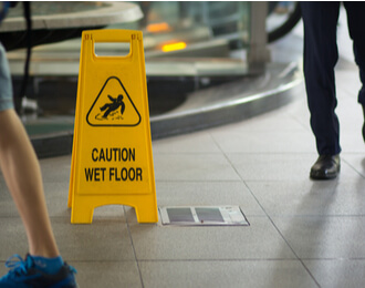 slip and fall caution sign