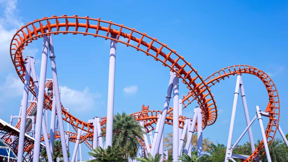 Roller coaster in amusement park