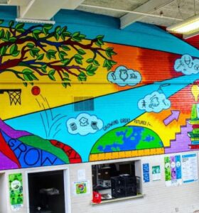 painted mural on wall of Lake City Boys & Girls Club