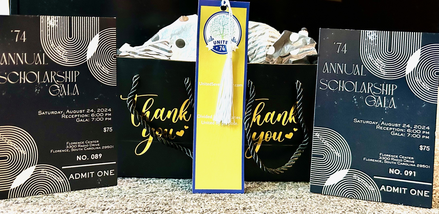 signage displayed at '74 Annual Scholarship Gala